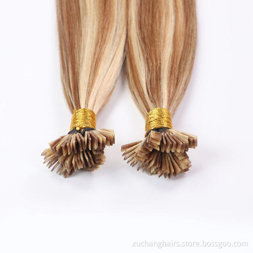 Remy Full Cuticle aligned 100% Virgin Human Keratin Hair Extension Pre Bonded Flat Tip Hair Extensions